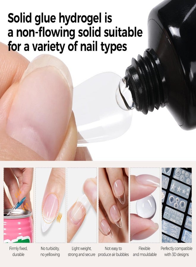 TOMICCA 4-in-1 Solid Gel Nail Glue for Press On Nails, Super Strong Hold Clear Adhesive, UV/LED Gel, Long Lasting, 15g for DIY & Salon Use - Image 5
